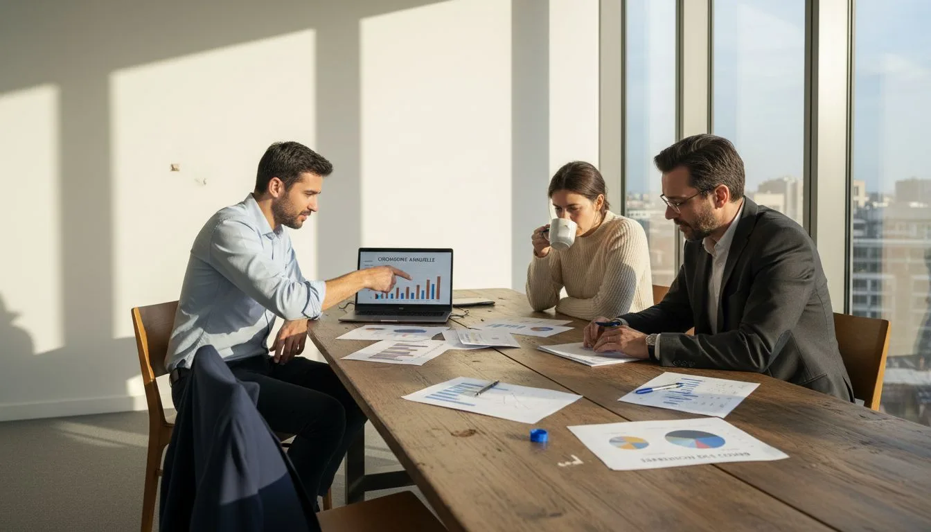 Lors d’une réunion, des consultants échangent leurs idées sur l’intelligence artificielle et ses enjeux.