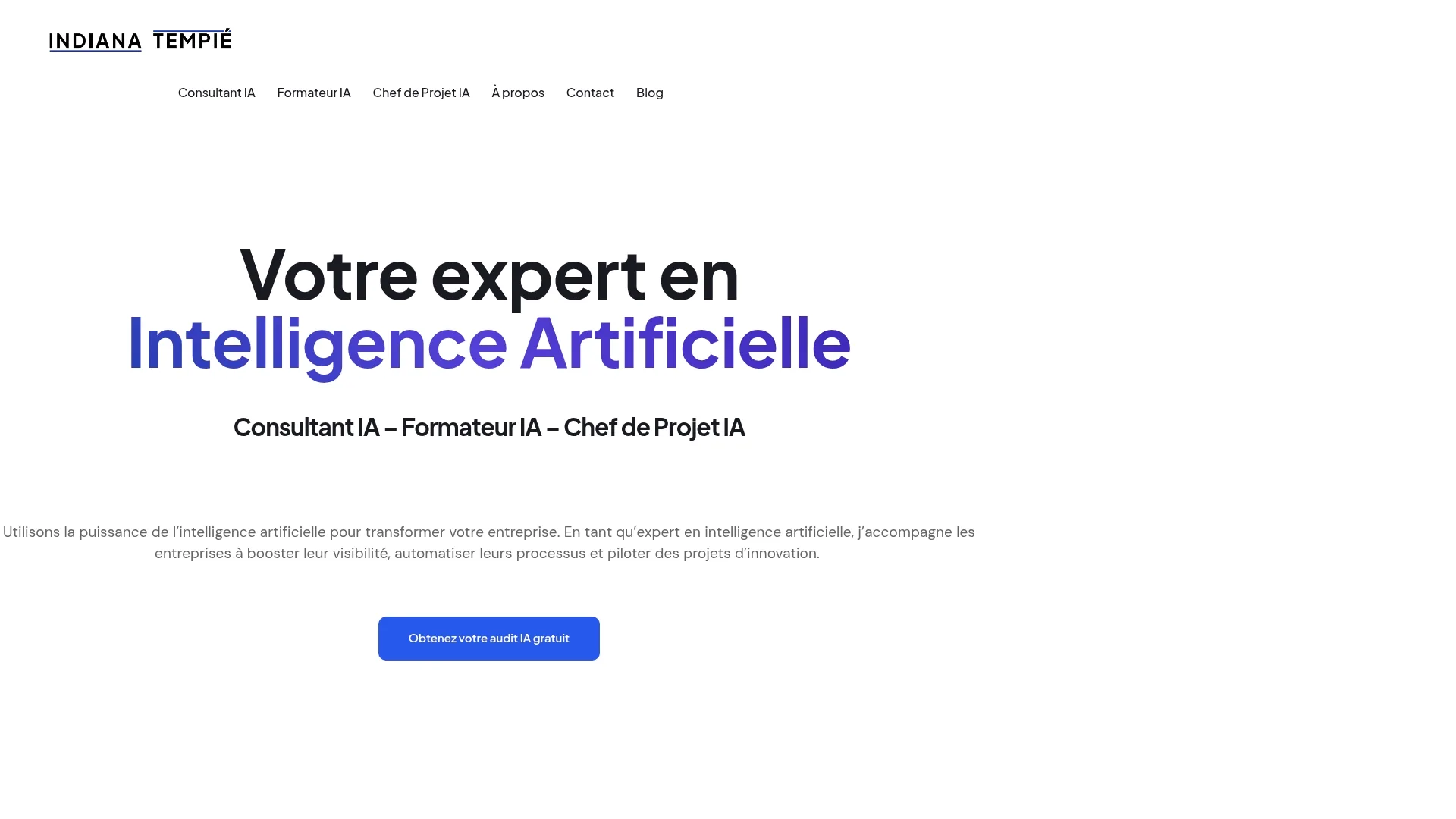 Capture d’écran du site Indiana Tempié