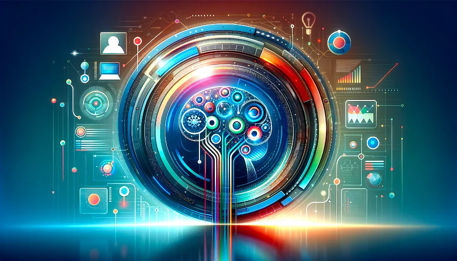 Graphique coloré représentant l’IA en Marketing digital.