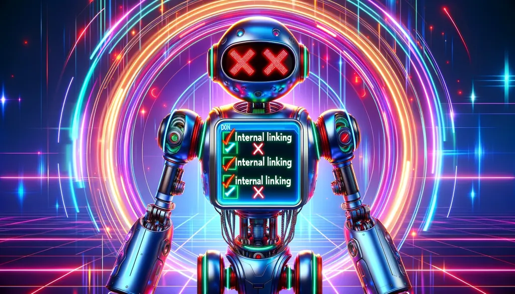 Robot affichant une liste d’erreurs à éviter dans le maillage interne, marquées de croix rouges.