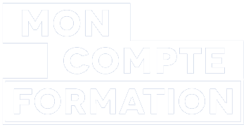 Logo blanc de Mon Compte Formation sur fond transparent pour formation IA email