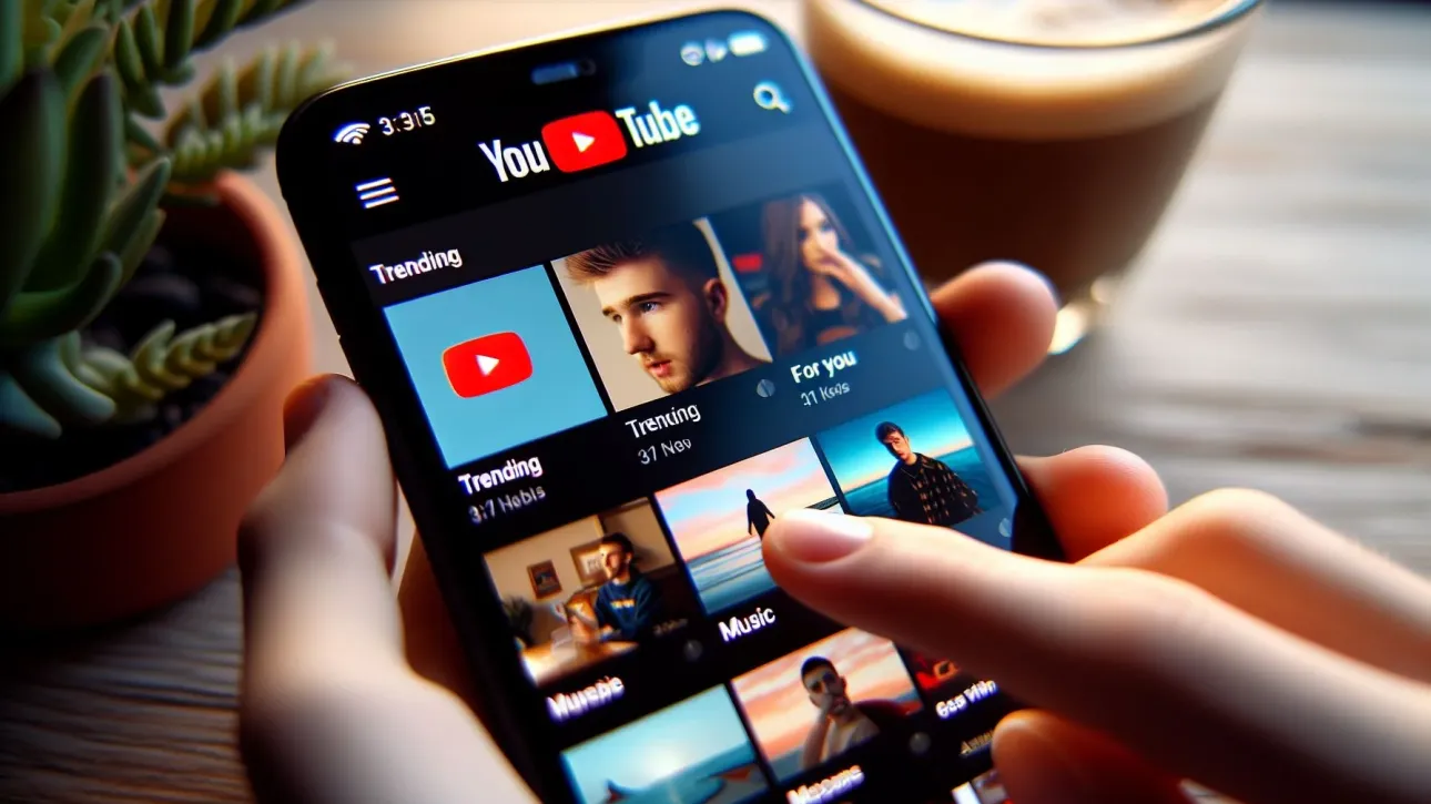 Utilisateur interagissant avec l’application YouTube pour enregistrer des shorts vidéo