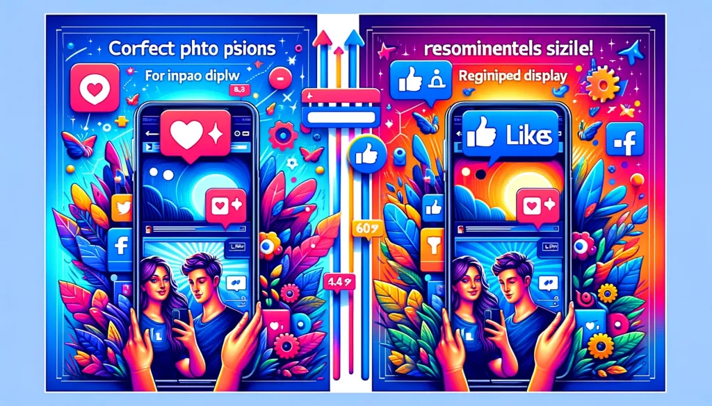 Une image colorée et vibrante montrant deux smartphones affichant des interfaces utilisateur de médias sociaux, entourés de designs floraux et d’icônes de réactions.