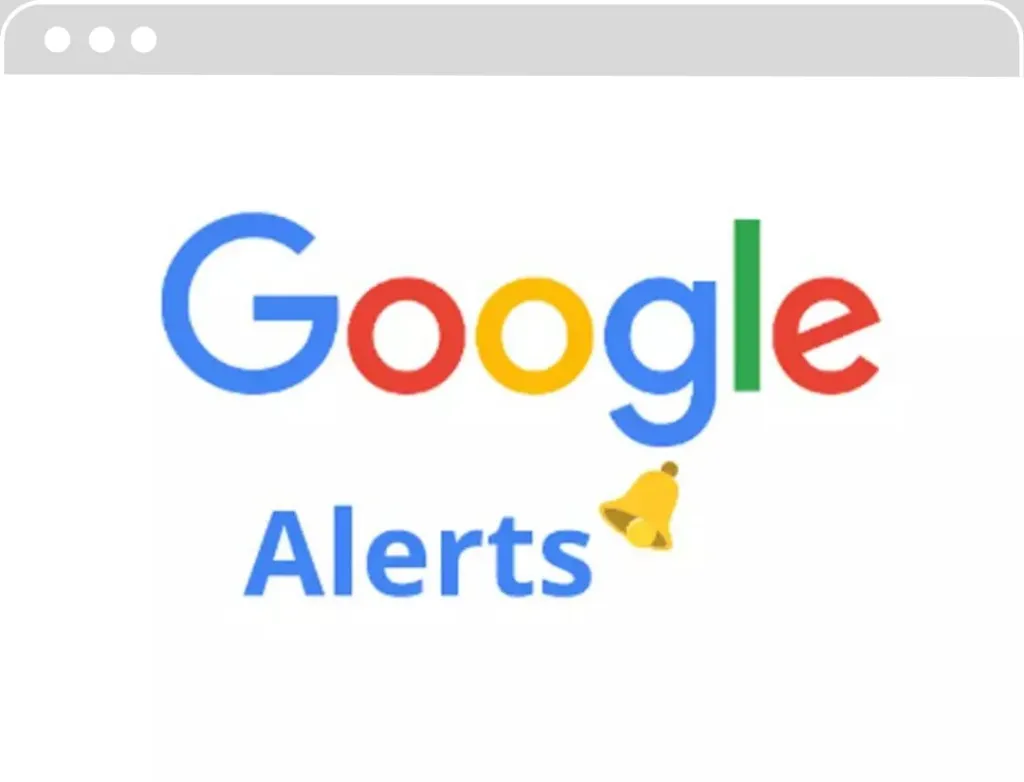 Logo de Google Alerts, avec le nom 'Google' en couleurs bleu, rouge, jaune et vert, suivi du mot 'Alerts' en gris et l'icône d'une cloche jaune à la fin.