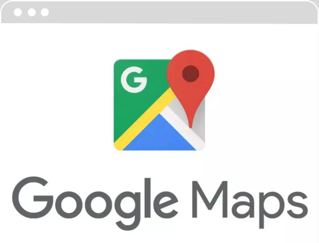 Logo de Google Maps, composé d'une icône représentant une carte avec les couleurs de Google et un repère rouge, suivi du texte 'Google Maps' en gris.