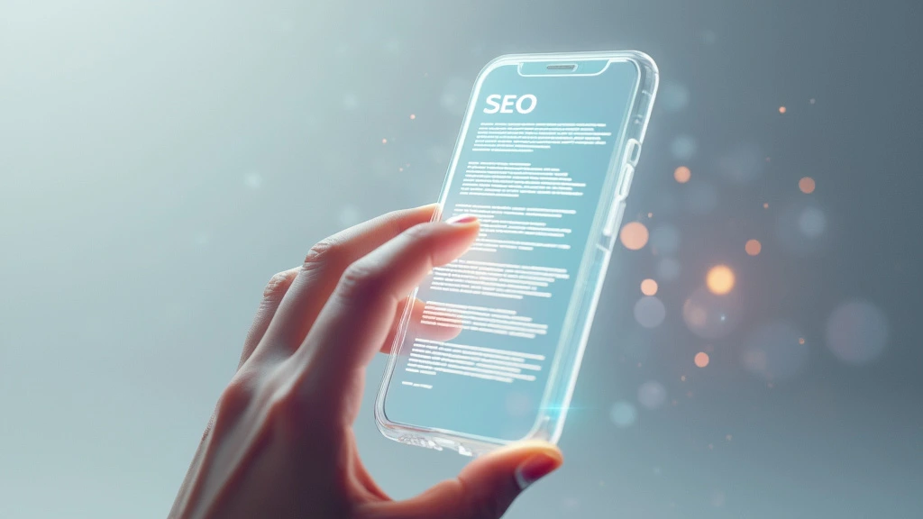 Main tenant un smartphone affichant des informations de Maintenance SEO