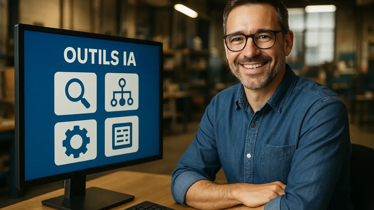 Entrepreneur PME utilisant l'IA en entreprise pour des resultats concrets.