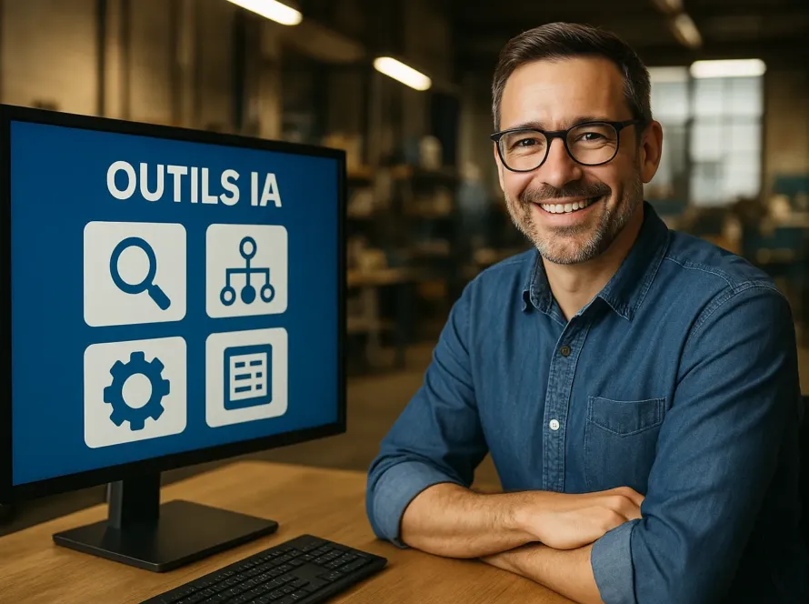 Entrepreneur PME utilisant l'IA en entreprise pour des resultats concrets.