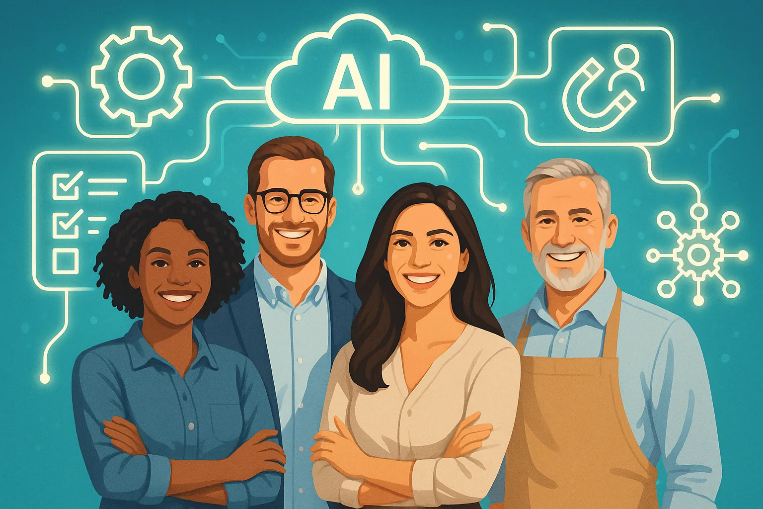 Entrepreneurs et PME bénéficiant de l'automatisation IA avancée.