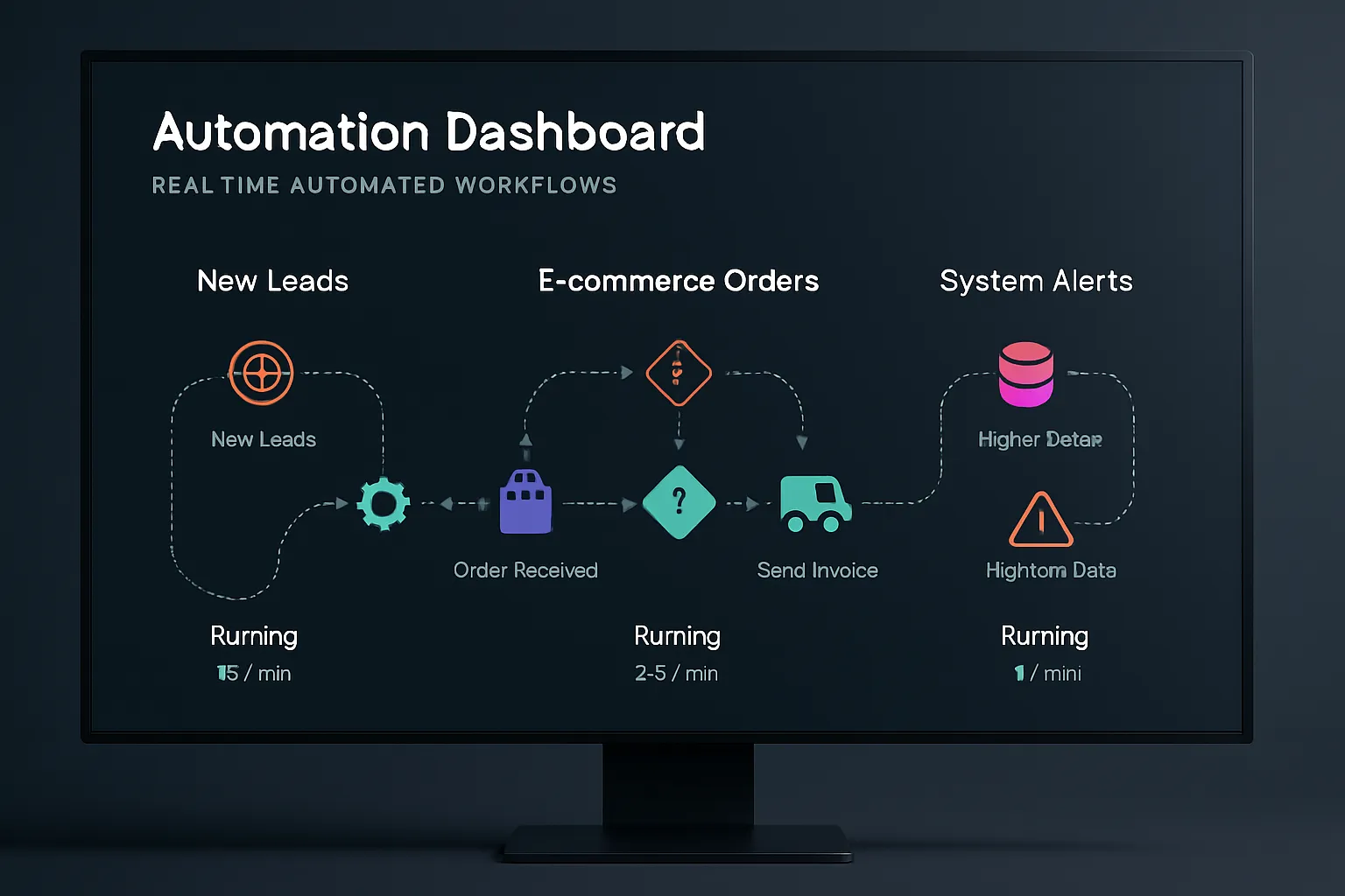 Tableau de bord montrant des cas concrets d'automatisation PME realises avec un n8n webhook.