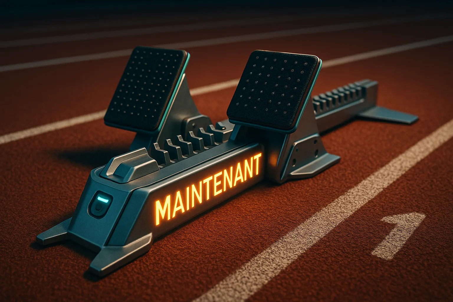 Conclusion : il est temps de passer à l'action avec le no-code, symbolisé par un starting-block.