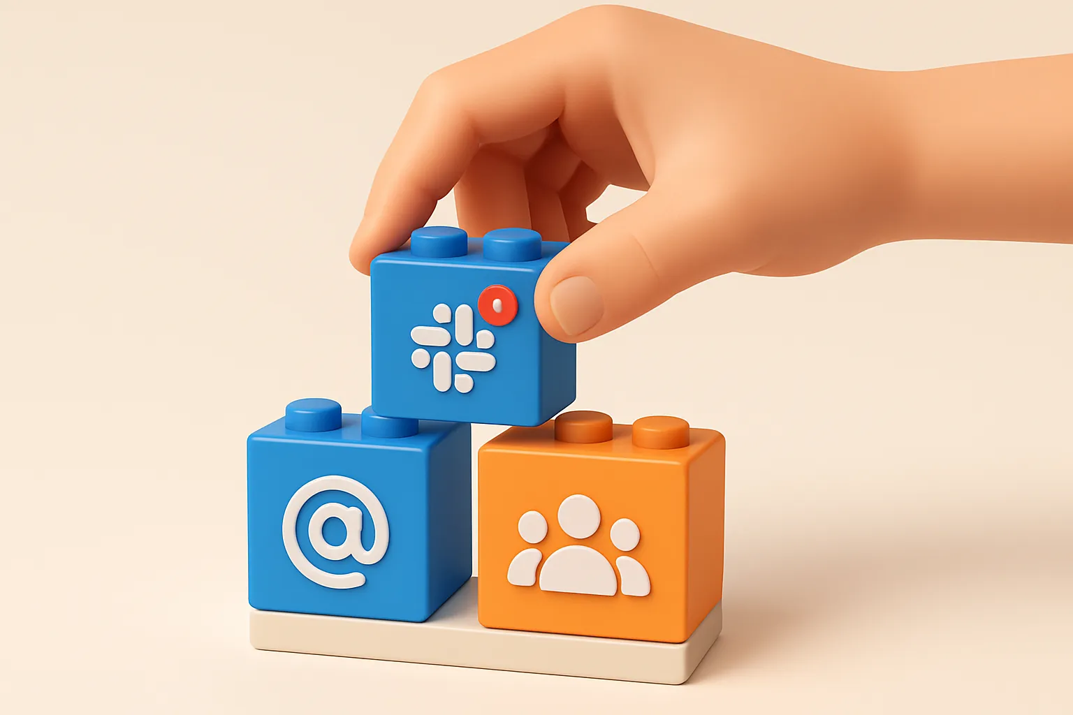 Modularite des automatisations avec le noeud n8n call another workflow represente par des blocs Lego.