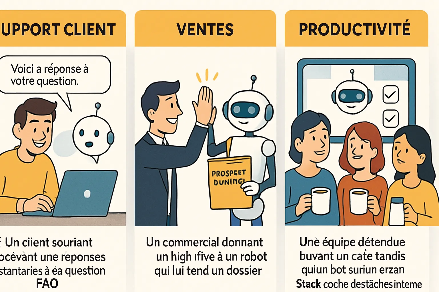Trois cas d'usage concrets d'un n8n chatbot pour une PME : FAQ, qualification de leads et assistant interne.