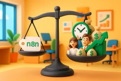 Balance montrant que l'investissement du n8n pricing est largement compensé par le ROI pour une PME.