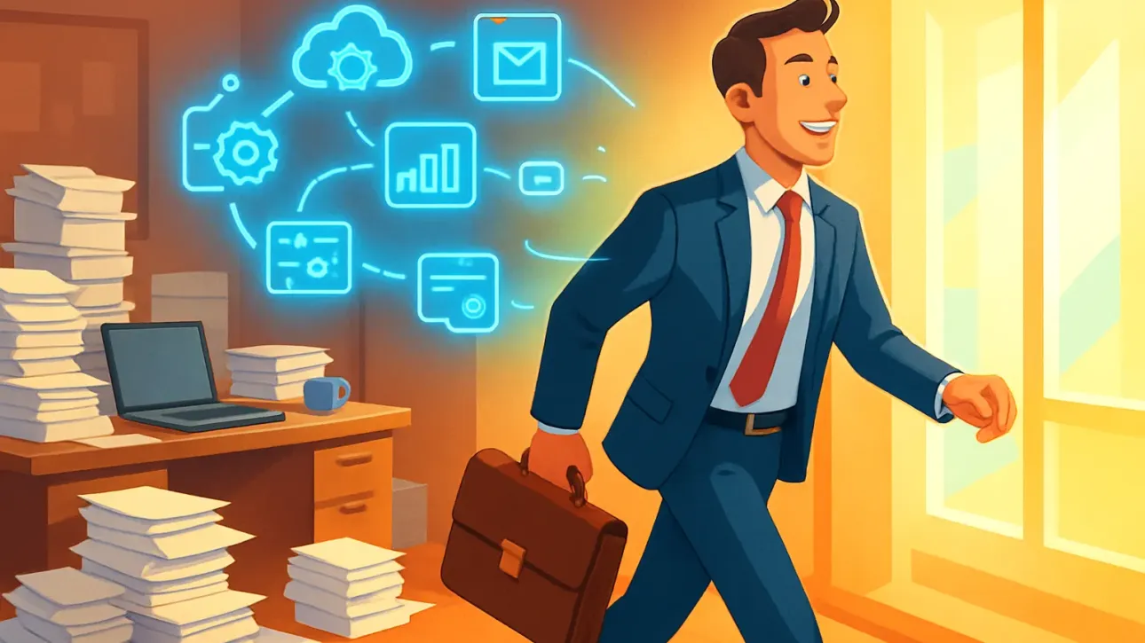 Entrepreneur liberant du temps grace a l automatisation des process PME via un tutoriel no code.