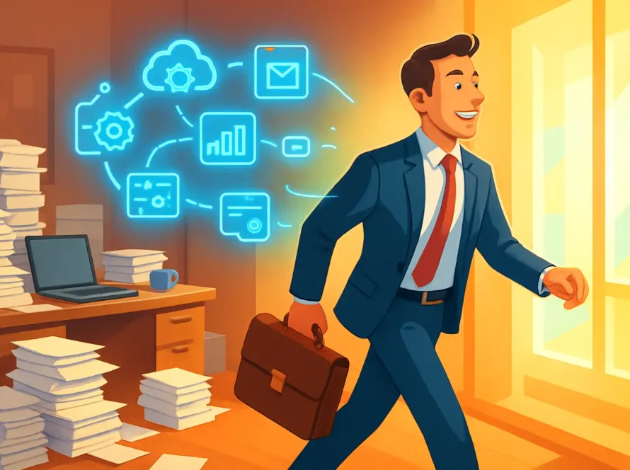Entrepreneur liberant du temps grace a l automatisation des process PME via un tutoriel no code.