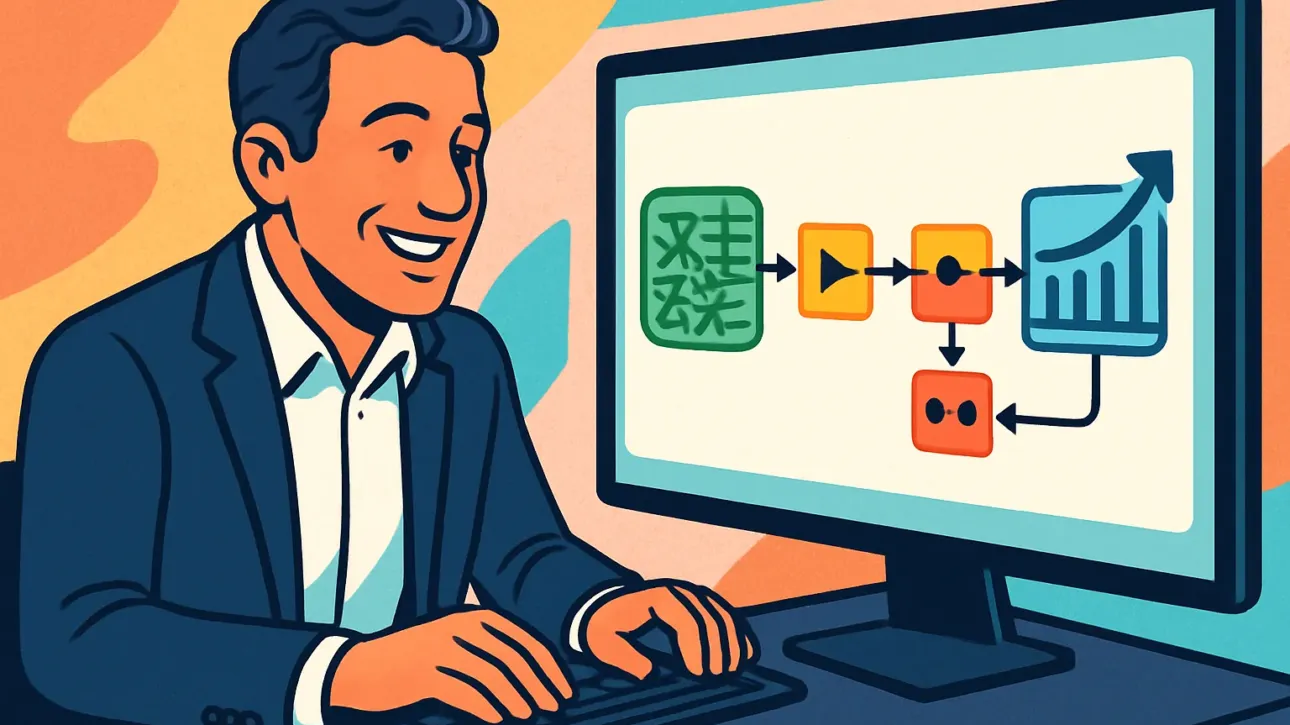 Illustration d'un workflow KNIME transformant des données PME en un graphique clair et exploitable.