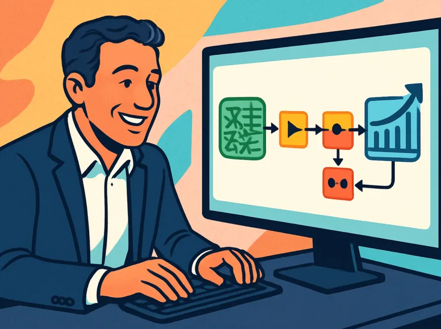 Illustration d'un workflow KNIME transformant des données PME en un graphique clair et exploitable.