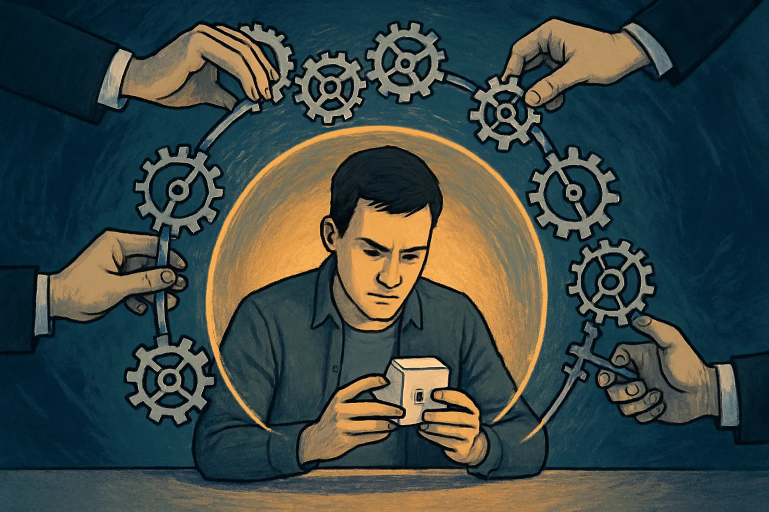 Un fondateur se concentrant sur sa vision, tandis qu'un expert en accompagnement startup gère l'automatisation pour lui.
