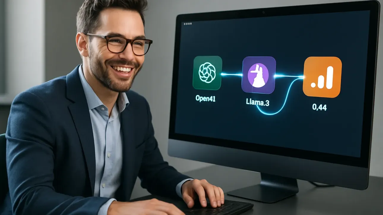 Un entrepreneur utilisant l'API OpenAI O1 et n8n pour créer un workflow d'automatisation pour sa PME.