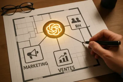 Un plan strategique montrant comment avoir ChatGPT en entreprise en le connectant aux differents departements d'une PME pour un meilleur ROI.