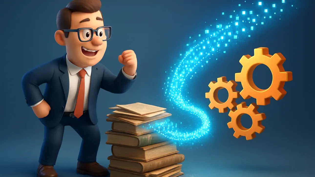 Illustration montrant comment les conseils PME theoriques peuvent etre transformes en resultats concrets grace a l'IA.
