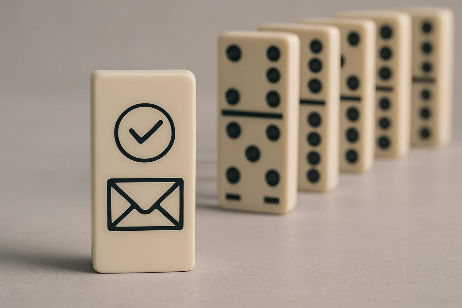 Le principe essentiel de commencer petit pour bien démarrer avec l'automatisation Make, illustré par l'effet domino