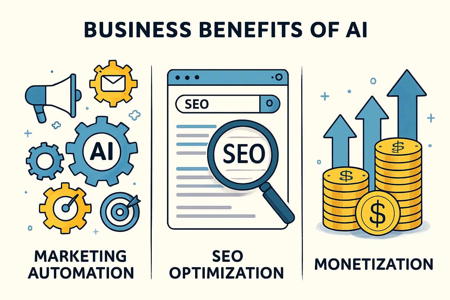 Dashboard montrant les 3 hacks IA pour booster business et profits