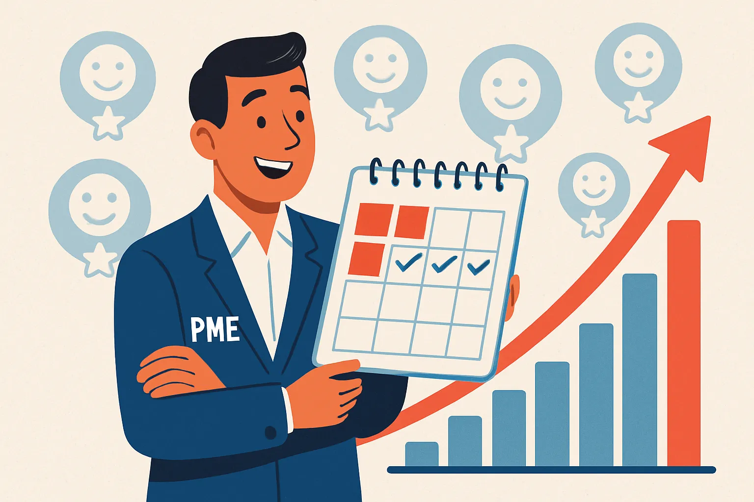Dirigeant de PME constatant les gains concrets de l'automatisation IA Make : temps libéré et croissance business